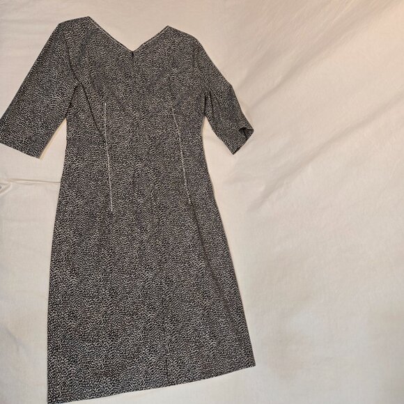 PIAZZA SEMPIONE Black/White Printed Dress Size Italian 44 US 8 Made Italy! NEW! - Picture 4 of 16